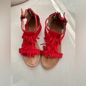 Red Fringe Sandals - size 39